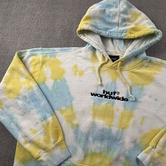 HUF Worldwide Hoodie Adult Extra Large Long Sleeve Tie Dye Casual Sweater Men's - Picture 2 of 14